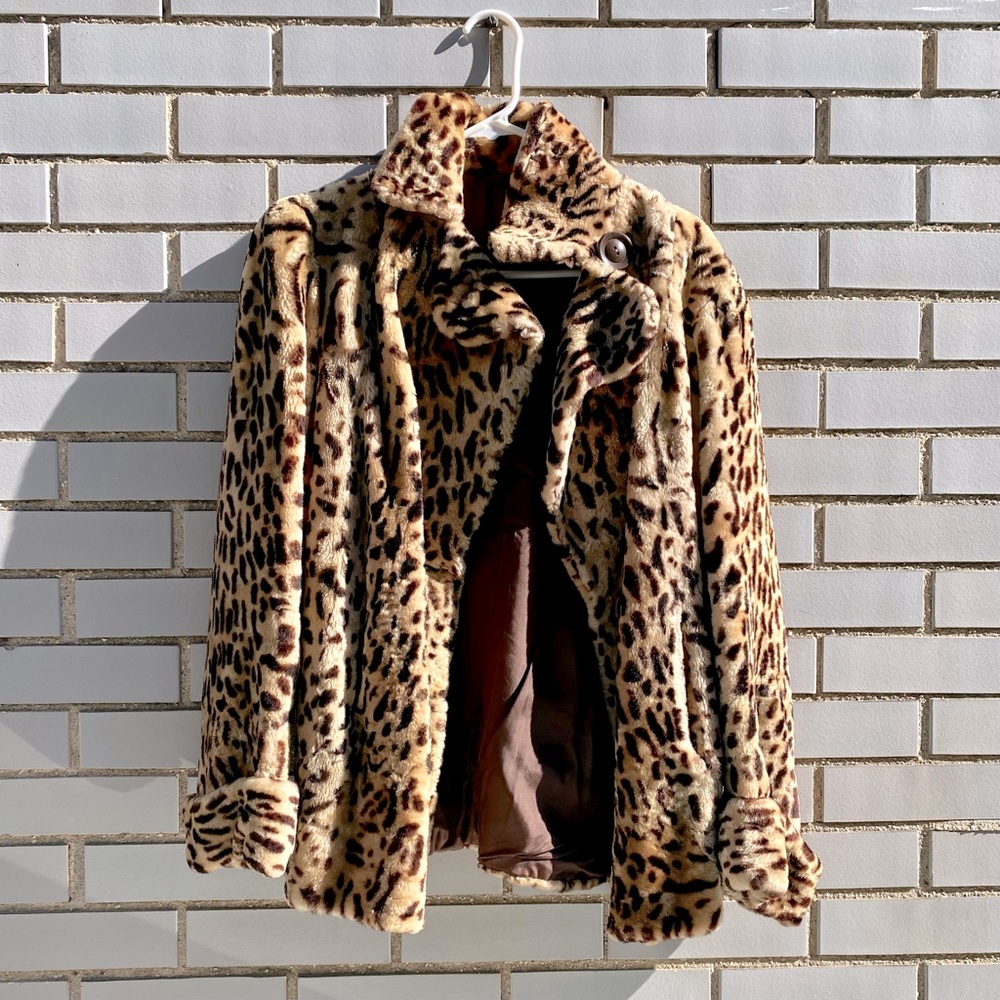 Cute Vintage Leopard Print Faux Fur Jacket